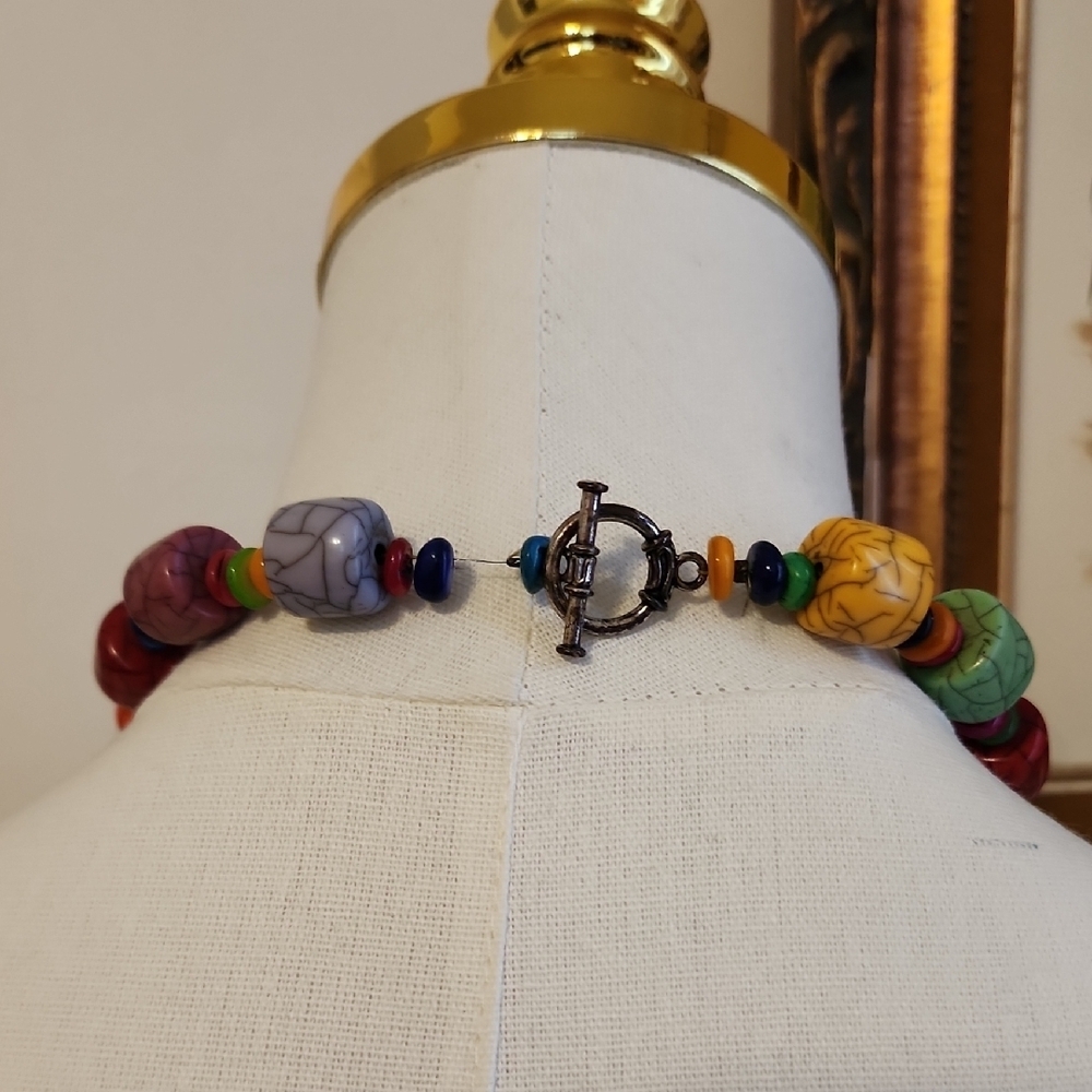 Colorful Multi-Bead Statement Necklace - Multicolor - Picture 4 of 6